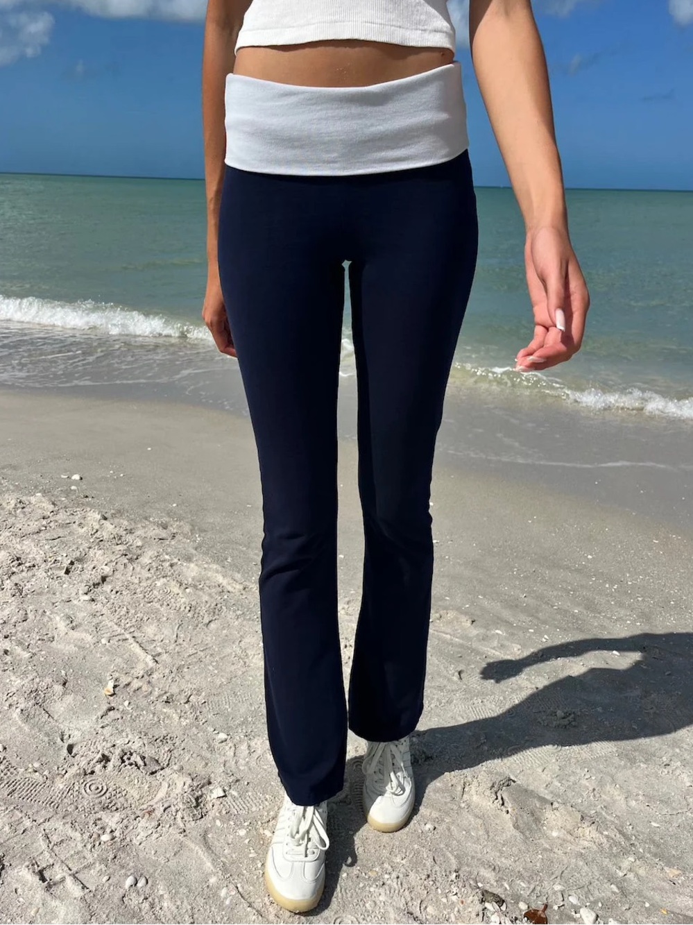 Brandy Melville Priscilla Fold Over Pants in Blue/Grey